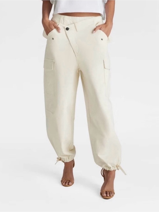 KBB by Kahlana Pants - High-Rise Cream Cargo Joggers with Drawstring Ankles - Women
